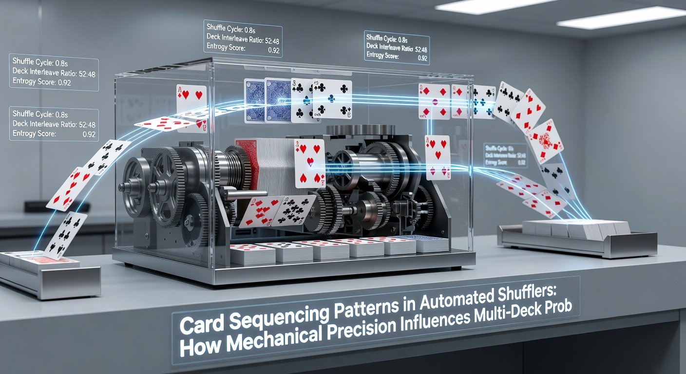 Digital interface displaying real-time card distribution analytics from an automated shuffler during a multi-table Hold'em session
