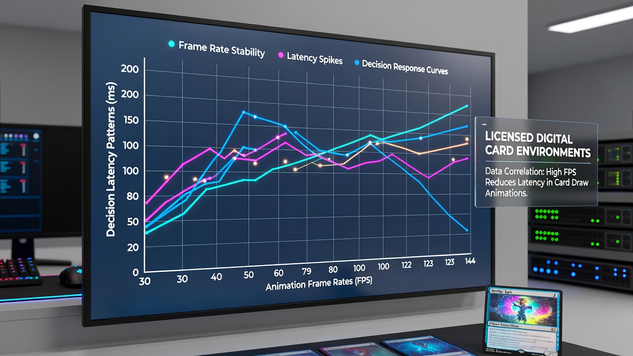 Detailed chart comparing frame rate stability and latency spikes across different digital card game sessions