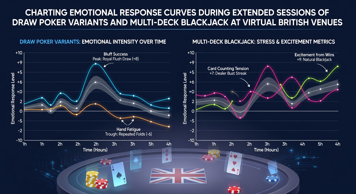 Graph displaying emotional response curves over time in draw poker and blackjack sessions
