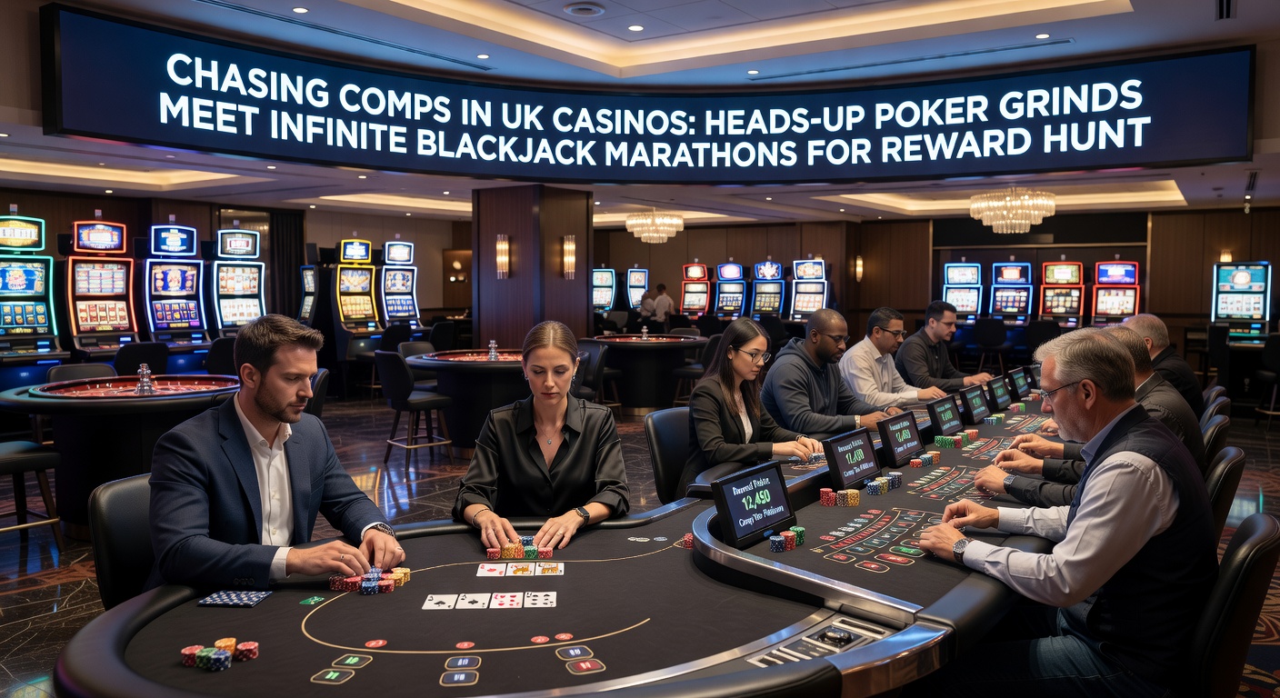 Split-screen view of a heads-up poker showdown and Infinite Blackjack marathon session, with loyalty point trackers visible on UK casino dashboard