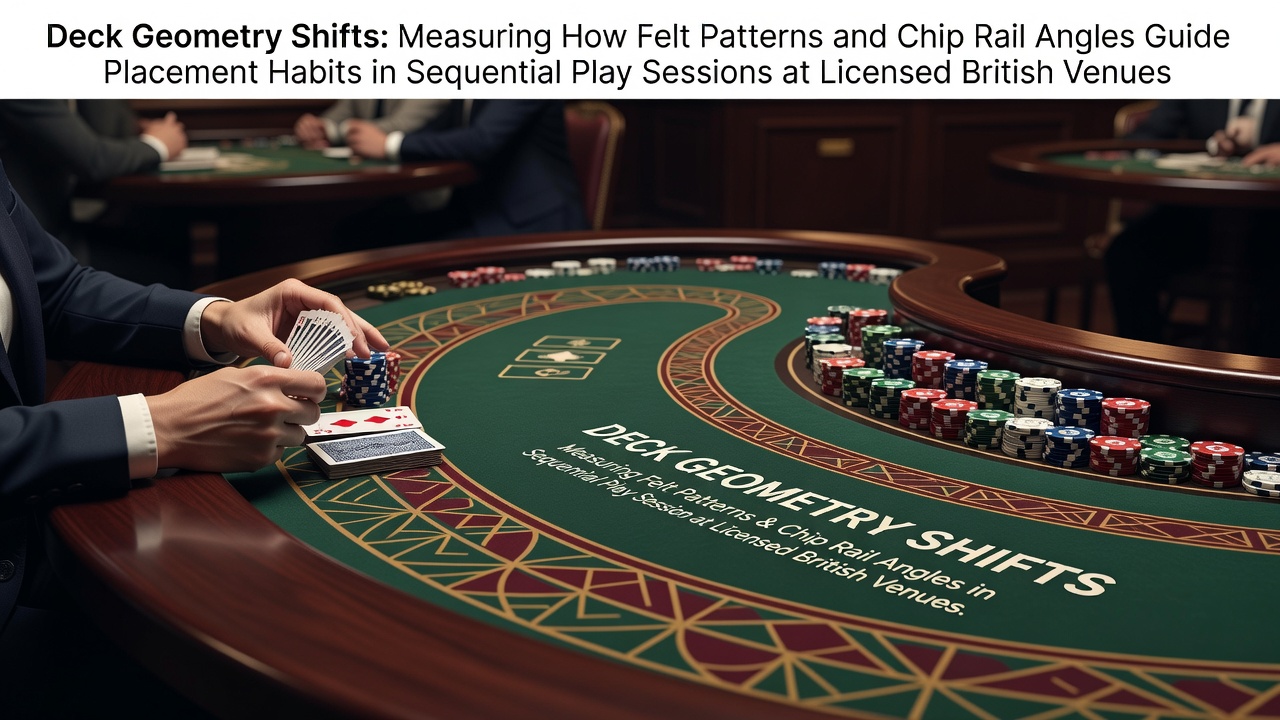 Close-up view of casino table felt patterns and chip rail angles at a licensed British venue showing player placement zones