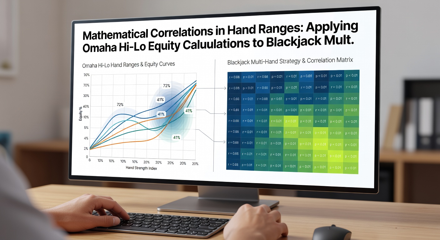 Chart comparing equity percentages from Omaha Hi-Lo ranges with blackjack multi-card outcome distributions