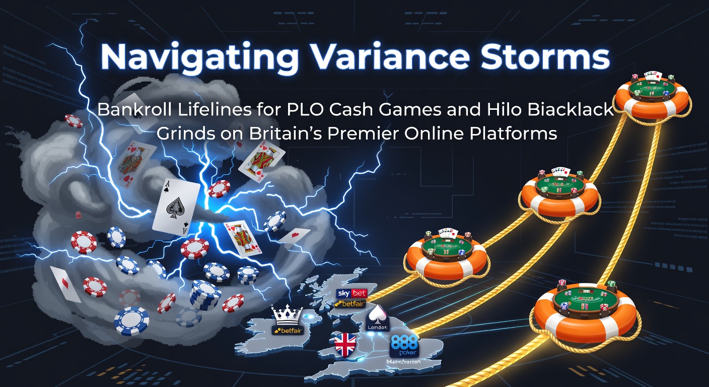 Graph showing dramatic bankroll swings in PLO cash games alongside steady Hilo Blackjack grinds on a UK online platform interface