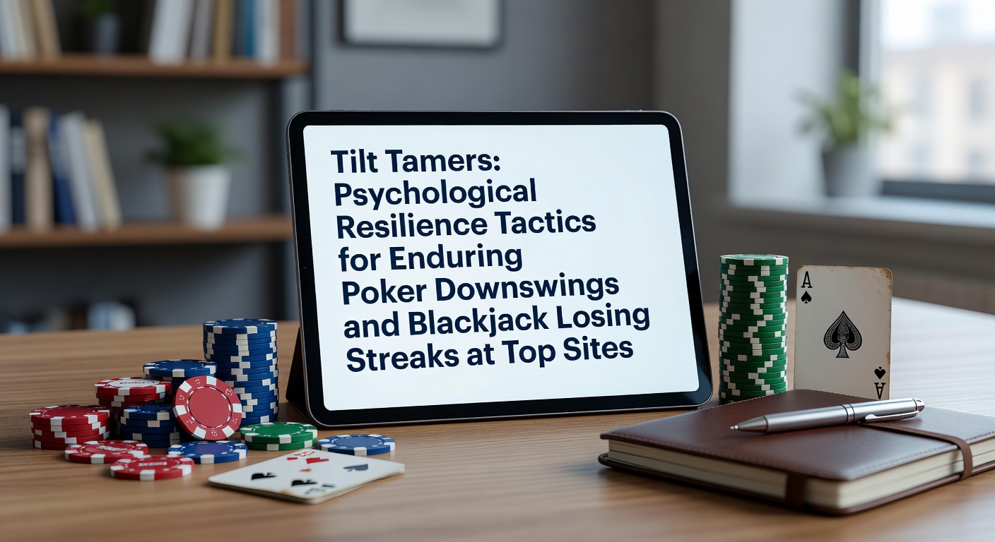 A focused player at an online poker table, screen glowing with cards and chips during a tense downswing session