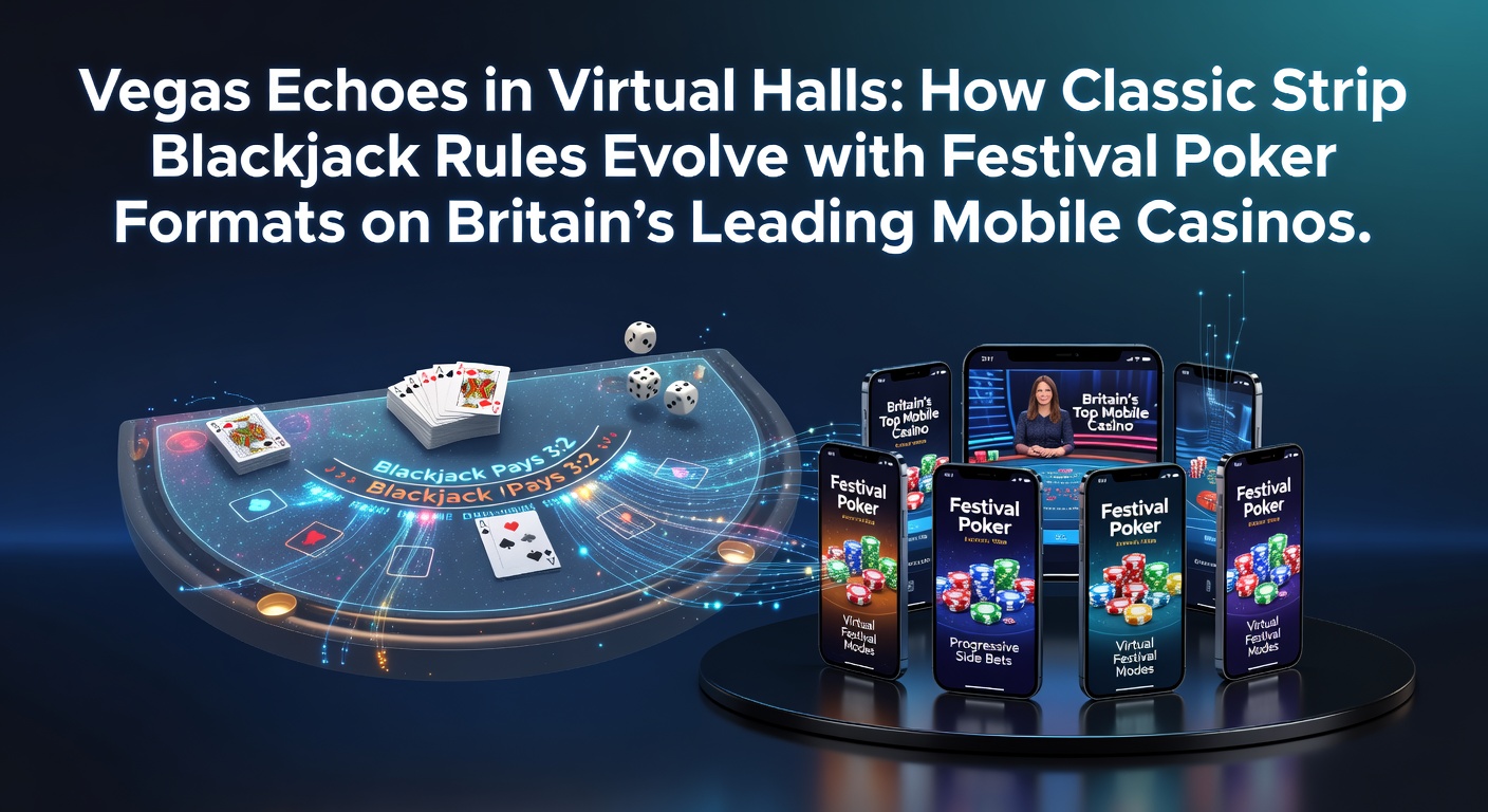 Vibrant virtual recreation of a Vegas Strip blackjack table on a mobile screen, blending neon lights with poker tournament chips
