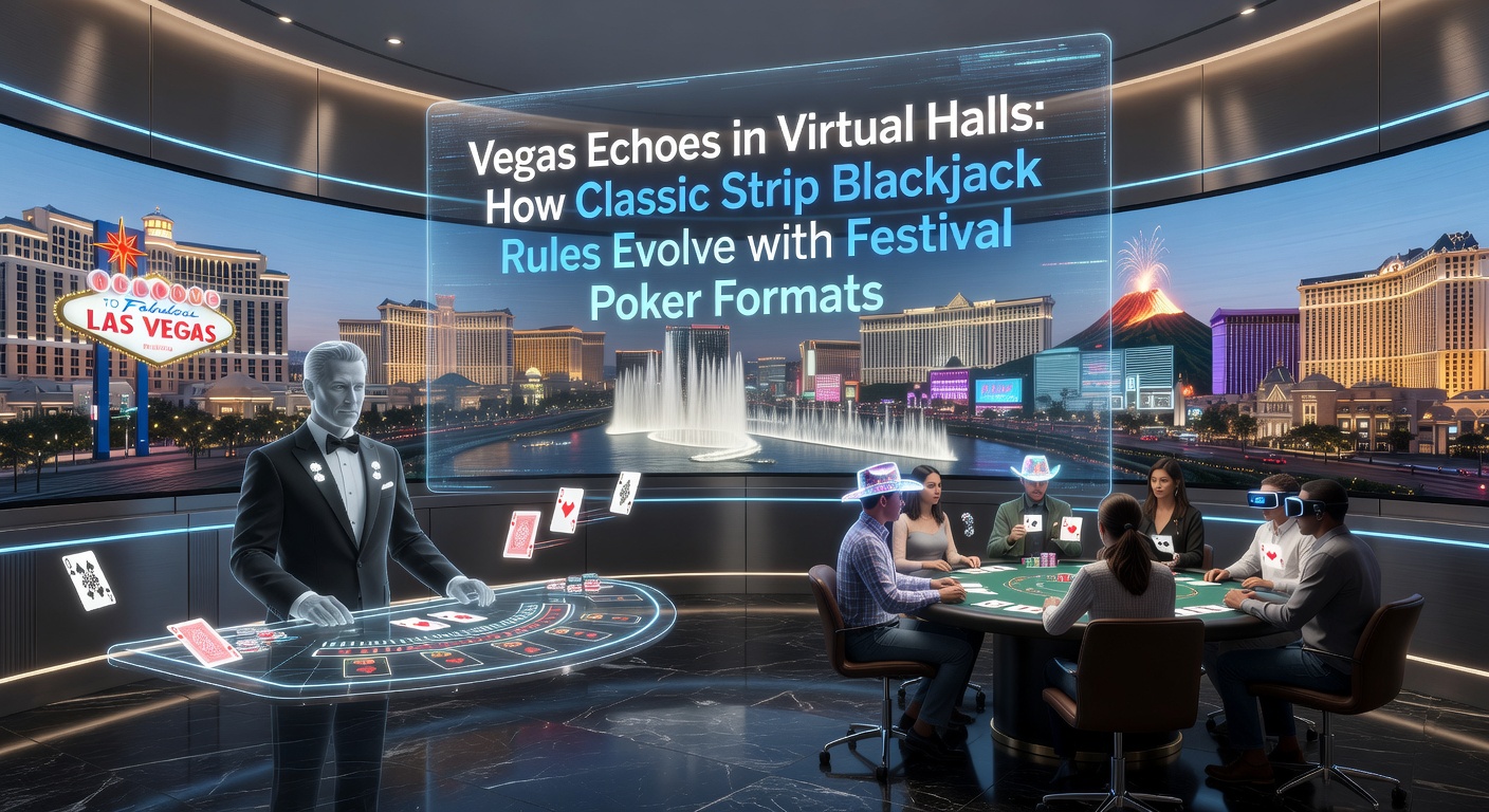 Mobile app screenshot showing hybrid blackjack-poker festival table with Vegas-style layout and tournament countdown timer